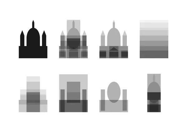 Sant'Agnese in Agone. Left to right: silhouette, geometries, figure, gradient, units stacked ratio, fragment, vertical alignment