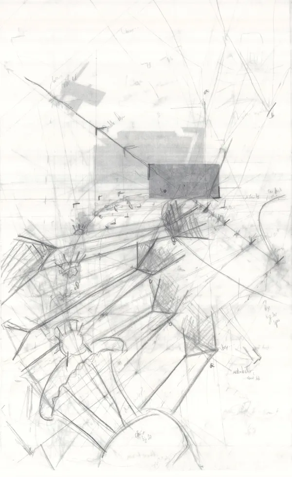 Gursun Ince with her young infant defenestrated a chair with the hope of separating herself from her home by breaking the windowpane and ejecting herself in a desperate but deadly escape. The chair, now seen below the attic window, is left among the rubble where they were both found. The future remembrance placard would be placed next to the same trashcans.