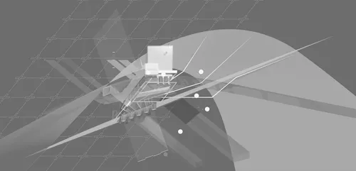 Worm’s-eye axonometric with sectional explosion of Site A.