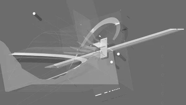 Worm’s-eye axonometric with dual sectional cut of Site C.